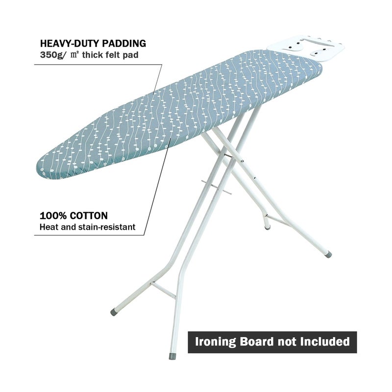 LCLW Ironing Board Cover and Pad Standard Size 15" x 54",3 Pairs of Hook and Loop Fastener Straps,Elastic Edges,Cotton Iron Board Cover with Scorch Resistant Thick Padding(White Circle) - Image 3